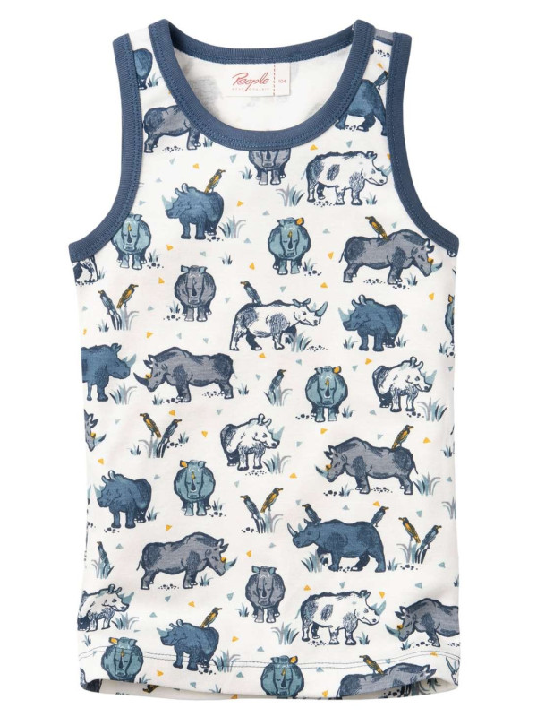 People Wear Organic - Bio Kinder Unterhemd mit Nashorn-Allover