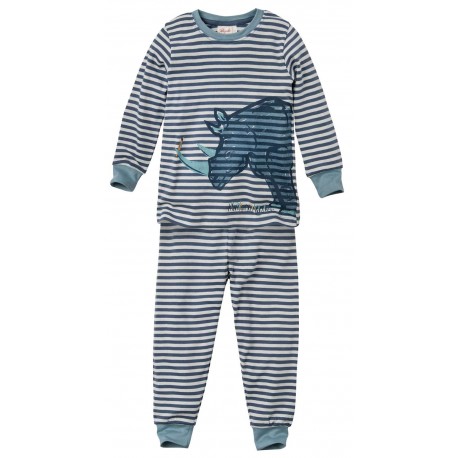 People Wear Organic - Bio Kinder Schlafanzug mit Nashorn-Druck und Streifen