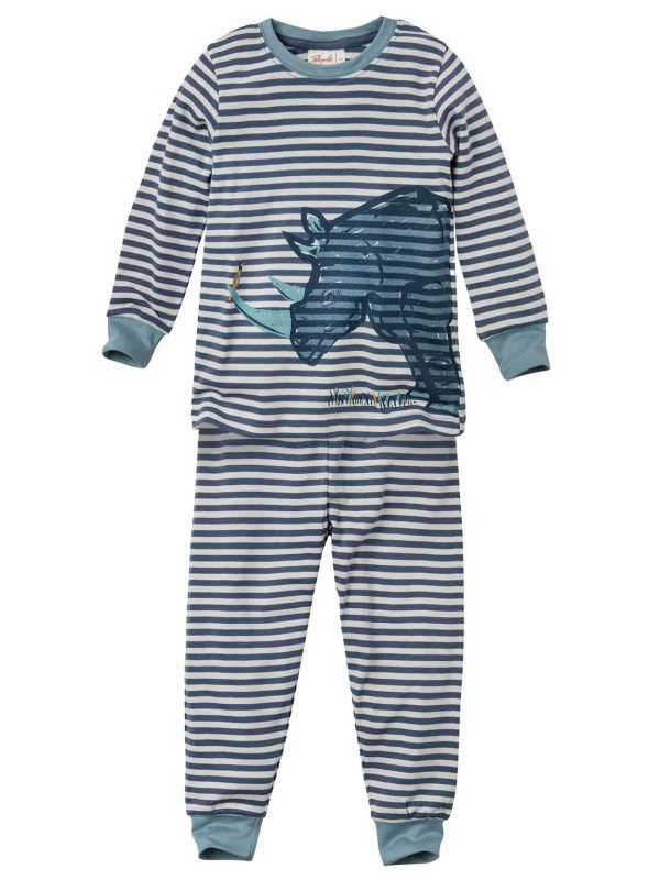 People Wear Organic - Bio Kinder Schlafanzug mit Nashorn-Druck und Streifen