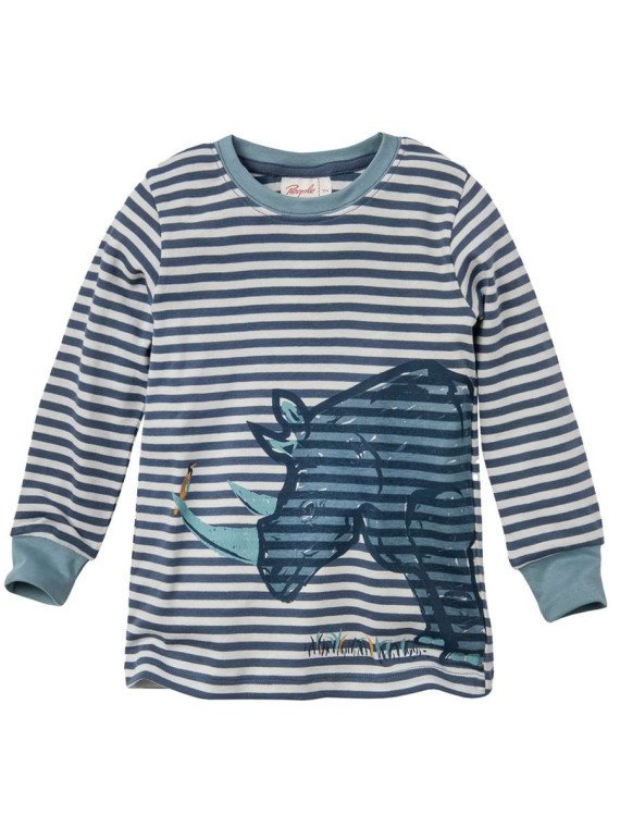 People Wear Organic - Bio Kinder Schlafanzug mit Nashorn-Druck und Streifen