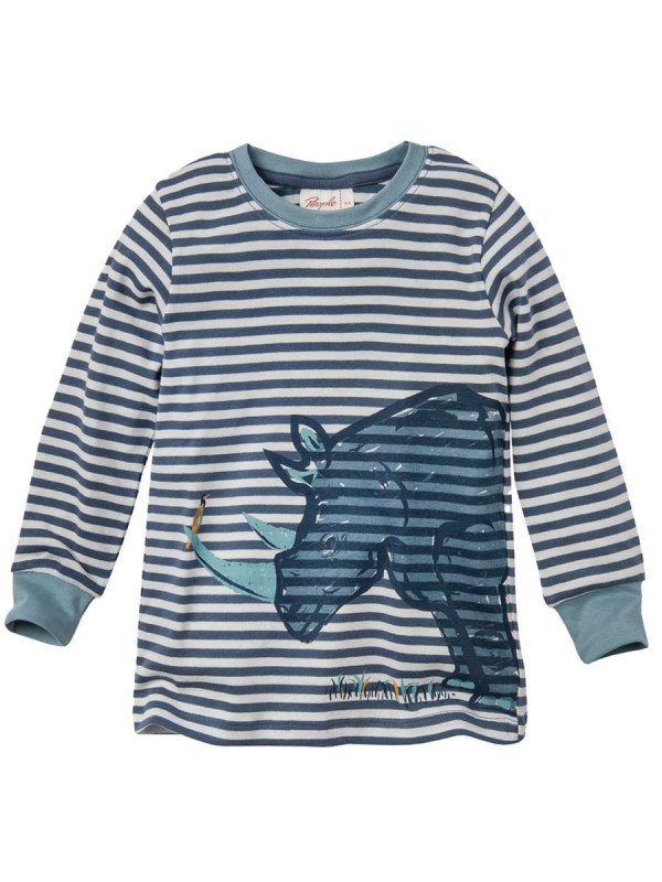 People Wear Organic - Bio Kinder Schlafanzug mit Nashorn-Druck und Streifen