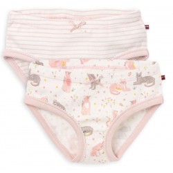 People Wear Organic - Bio Kinder Unterhosen Doppelpack mit Katzen-Allover/Gestreift