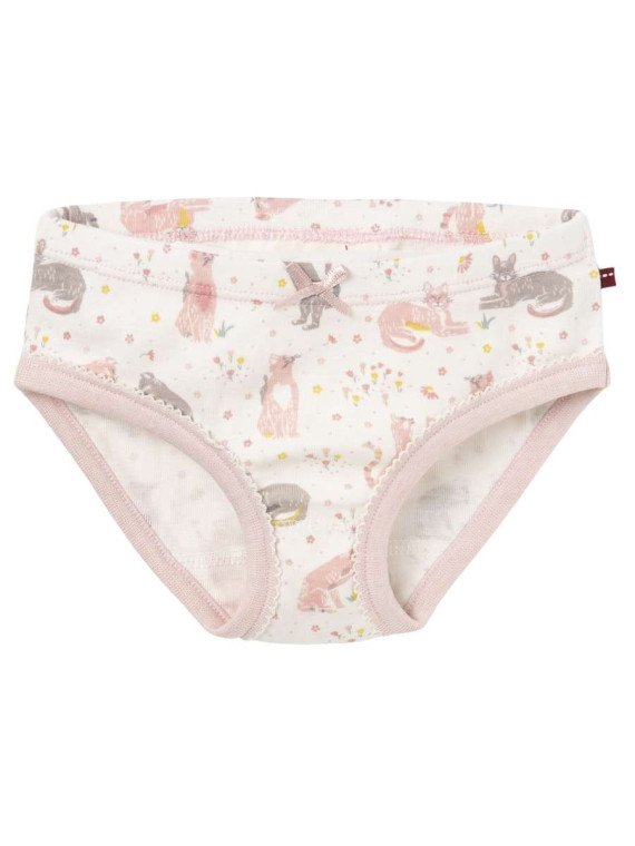 People Wear Organic - Bio Kinder Unterhosen Doppelpack mit Katzen-Allover/Gestreift