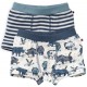People Wear Organic - Bio Kinder Hipshorts Doppelpack mit Nashorn-Allover/Streifen, blau