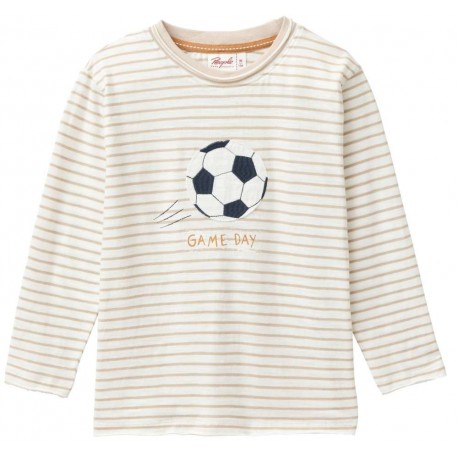 People Wear Organic - Bio Kinder Langarmshirt mit Fußball-Applikation und Streifen