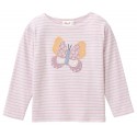 People Wear Organic - Bio Kinder Langarmshirt mit Schmetterlings-Applikation und Streifen