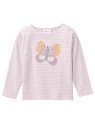 People Wear Organic - Bio Kinder Langarmshirt mit Schmetterlings-Applikation und Streifen