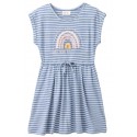 People Wear Organic - Bio Kinder Slub Jersey Kleid mit Regenbogen-Applikation und Streifen