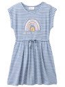 People Wear Organic - Bio Kinder Slub Jersey Kleid mit Regenbogen-Applikation und Streifen