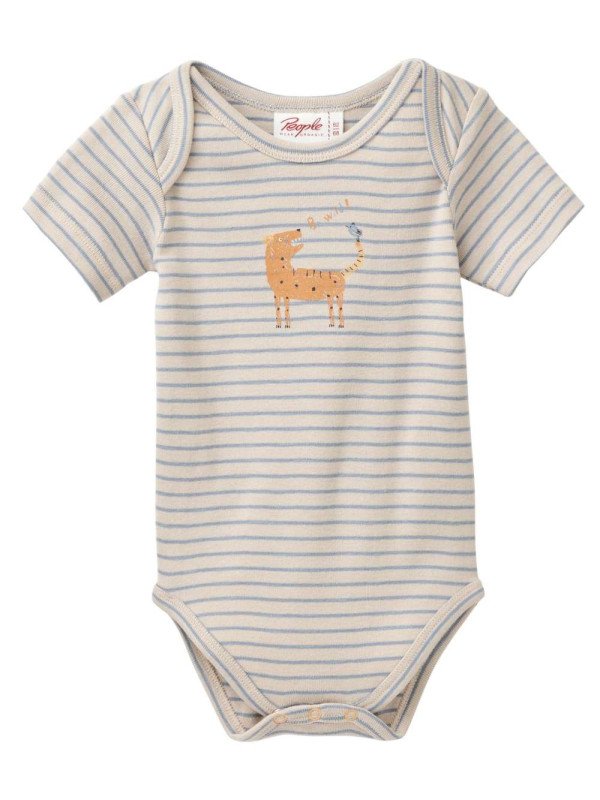 People Wear Organic - Bio Baby Body kurzarm mit Tiger-Druck und Streifen