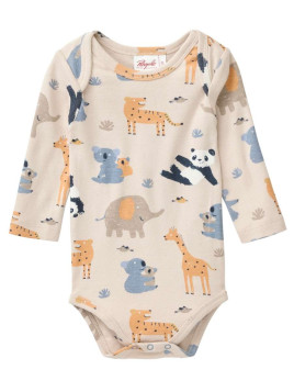 People Wear Organic - Bio Baby Body langarm mit Zootieren-Allover