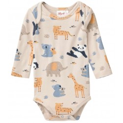 People Wear Organic - Bio Baby Body langarm mit Zootieren-Allover