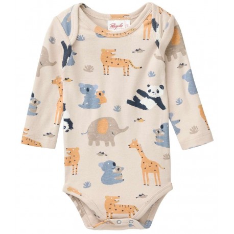People Wear Organic - Bio Baby Body langarm mit Zootieren-Allover