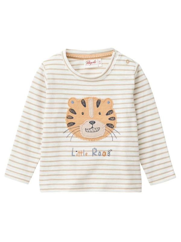 People Wear Organic - Bio Baby Langarmshirt mit Tiger-Applikation und Streifen