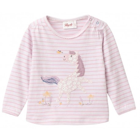 People Wear Organic - Bio Baby Langarmshirt mit Pferde-Applikation und Streifen