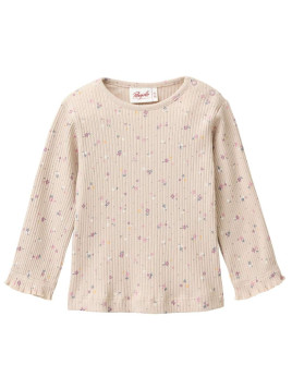 People Wear Organic - Bio Baby Langarmshirt mit Rippen-Struktur und Blümchen-Allover