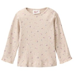 People Wear Organic - Bio Baby Langarmshirt mit Rippen-Struktur und Blümchen-Allover