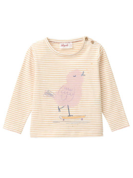 People Wear Organic - Bio Baby Langarmshirt mit Vogel-Druck und Streifen
