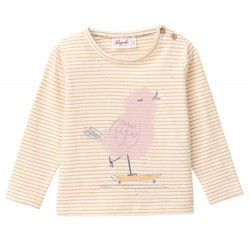 People Wear Organic - Bio Baby Langarmshirt mit Vogel-Druck und Streifen