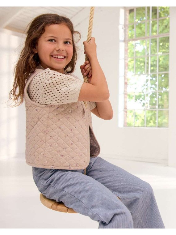 People Wear Organic - Bio Kinder Wende Steppweste mit Blümchen-Allover