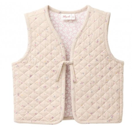 People Wear Organic - Bio Kinder Wende Steppweste mit Blümchen-Allover