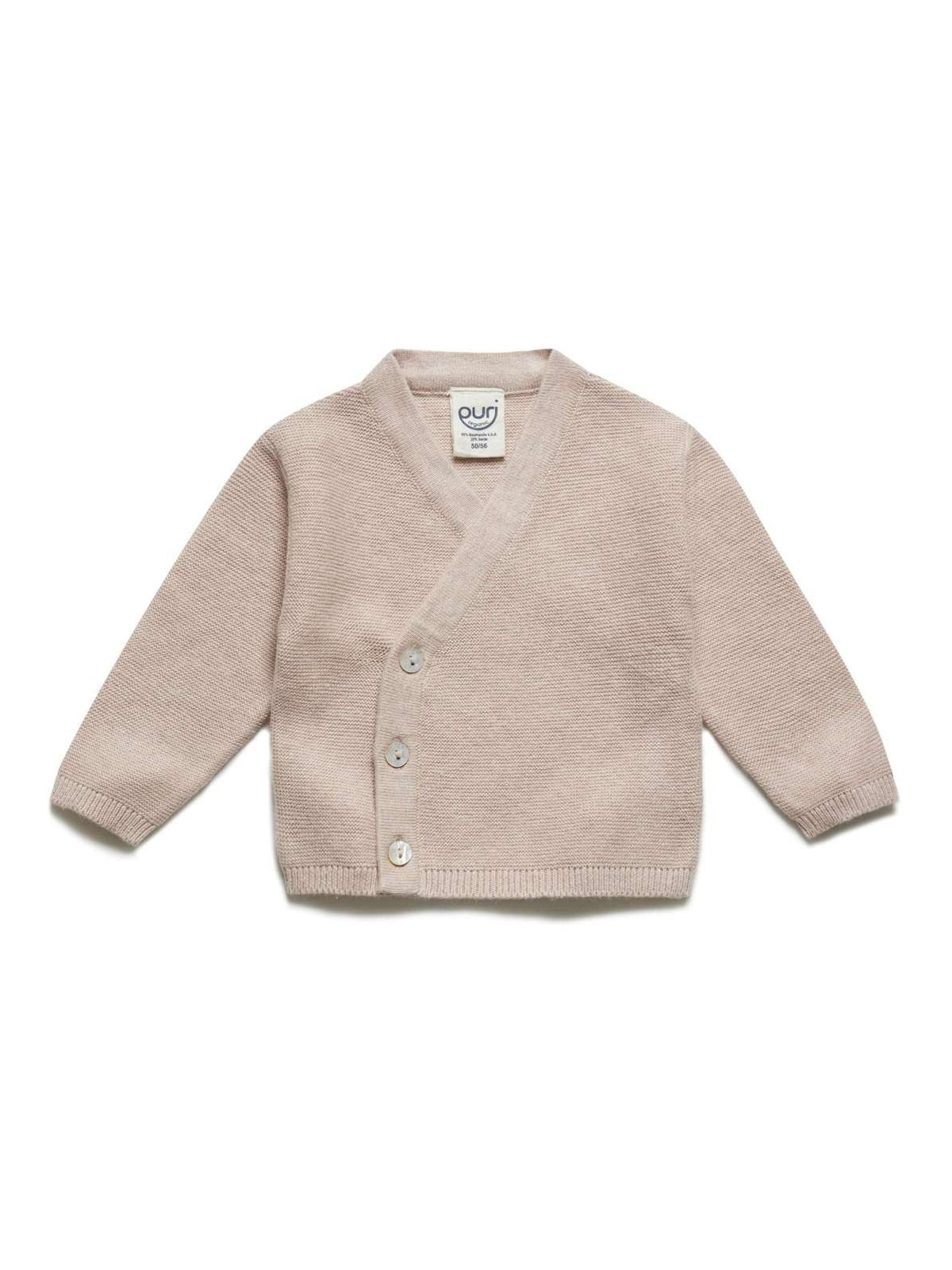 puri organic - Bio Baby Strickjacke mit Krausstrick, Baumwolle/Seide, cameo rose