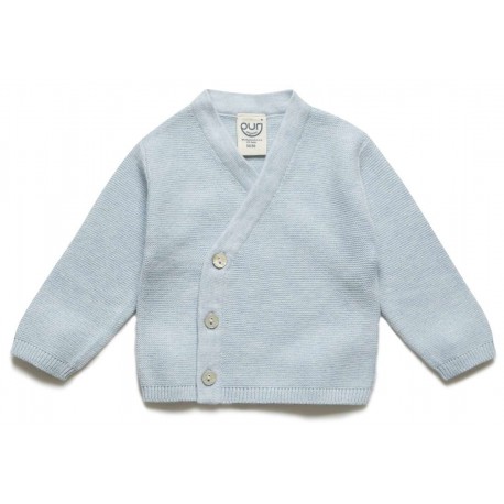 puri organic - Bio Baby Strickjacke mit Krausstrick, Baumwolle/Seide, hellblau
