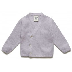 puri organic - Bio Baby Strickjacke mit Krausstrick, Baumwolle/Seide, lavendel