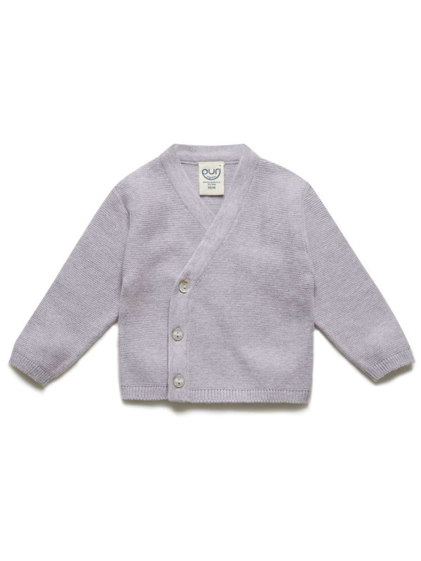 puri organic - Bio Baby Strickjacke mit Krausstrick, Baumwolle/Seide, lavendel
