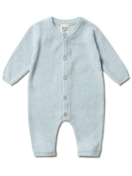 puri organic - Bio Baby Feinstrick Strampler zum Binden, Baumwolle/Seide, hellblau