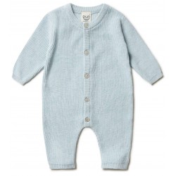 puri organic - Bio Baby Feinstrick Strampler zum Binden, Baumwolle/Seide, hellblau