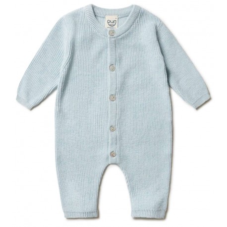 puri organic - Bio Baby Feinstrick Strampler zum Binden, Baumwolle/Seide, hellblau