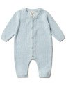 puri organic - Bio Baby Feinstrick Strampler zum Binden, Baumwolle/Seide, hellblau