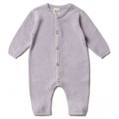 puri organic - Bio Baby Feinstrick Strampler zum Binden, Baumwolle/Seide, lavendel