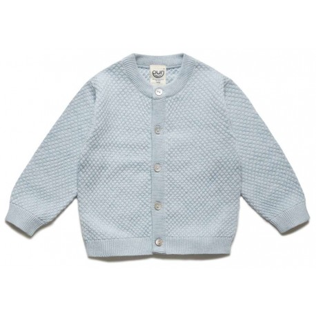 puri organic - Bio Baby Strickjacke aus Popcornstrick, Baumwolle/Seide, hellblau