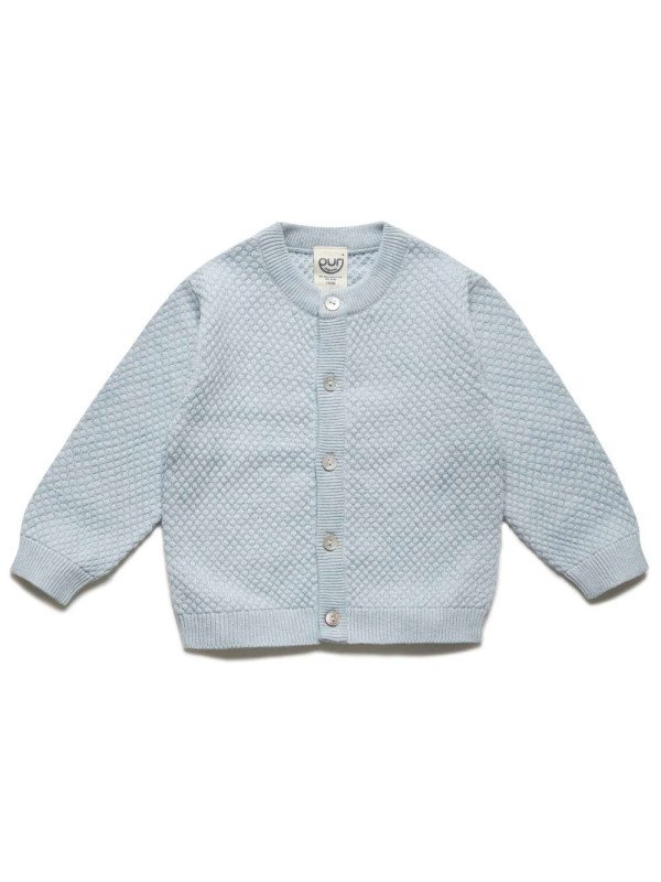puri organic - Bio Baby Strickjacke aus Popcornstrick, Baumwolle/Seide, hellblau