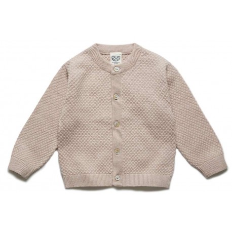 puri organic - Bio Baby Strickjacke aus Popcornstrick, Baumwolle/Seide, cameo rose