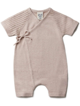 puri organic - Bio Baby Feinstrick Strampler kurz zum Binden, Baumwolle/Seide, cameo rose