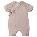 puri organic - Bio Baby Feinstrick Strampler kurz zum Binden, Baumwolle/Seide, cameo rose