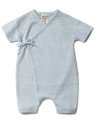 puri organic - Bio Baby Feinstrick Strampler kurz zum Binden, Baumwolle/Seide, hellblau