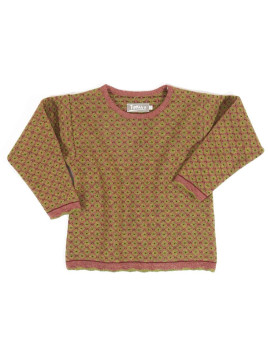 FLOMAX - Bio Kinder Pullover "FLOMAX-Tilda" mit Muster, Wolle, rosenholz/farn