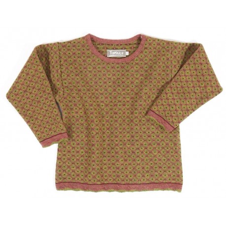 FLOMAX - Bio Kinder Pullover "FLOMAX-Tilda" mit Muster, Wolle, rosenholz/farn