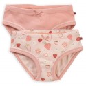 People Wear Organic - Bio Kinder Unterhosen Doppelpack mit Erdbeer-Allover und uni