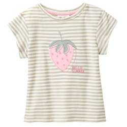 People Wear Organic - Bio Kinder T-Shirt mit Erdbeer-Applikation und Streifen