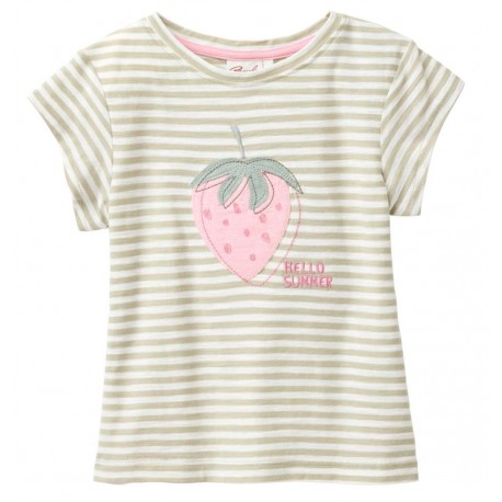 People Wear Organic - Bio Kinder T-Shirt mit Erdbeer-Applikation und Streifen