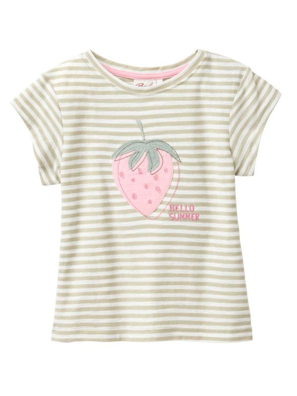 People Wear Organic - Bio Kinder T-Shirt mit Erdbeer-Applikation und Streifen