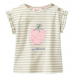 People Wear Organic - Bio Baby T-Shirt mit Erdbeer-Applikation und Streifen