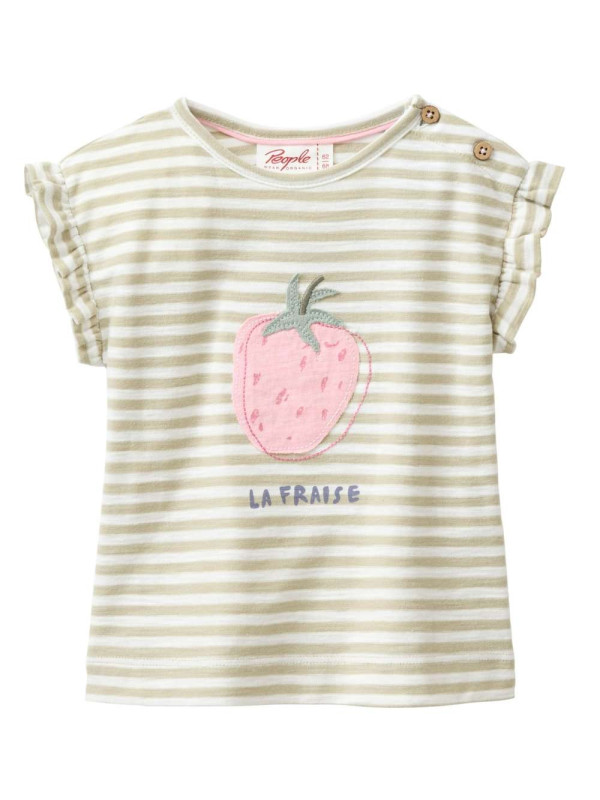 People Wear Organic - Bio Baby T-Shirt mit Erdbeer-Applikation und Streifen