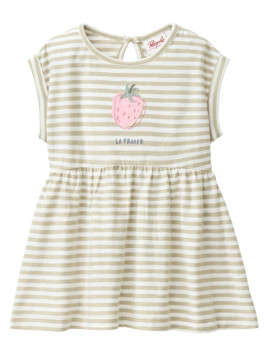 People Wear Organic - Bio Baby Kleid mit Erdbeer-Applikation und Streifen