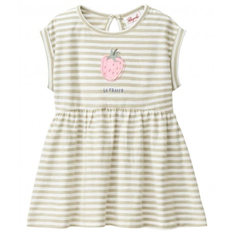 People Wear Organic - Bio Baby Kleid mit Erdbeer-Applikation und Streifen